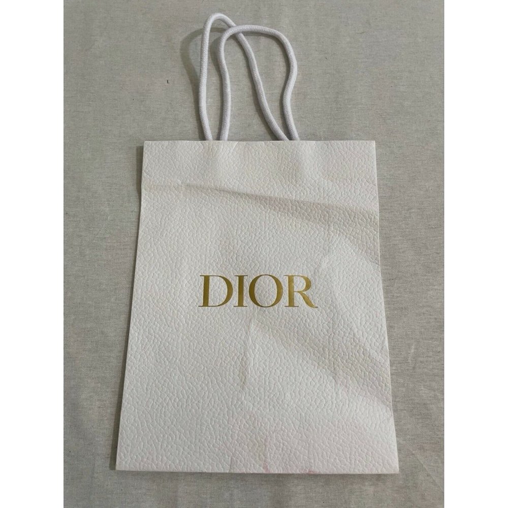 Dior Paper Reusable Shopping Bag  White Small  10" x 8" x 3